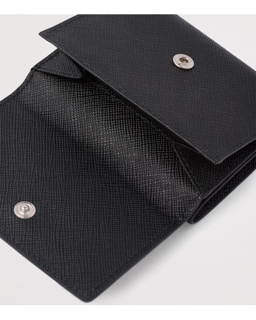 Prada Black Small Saffiano Leather Wallet for men