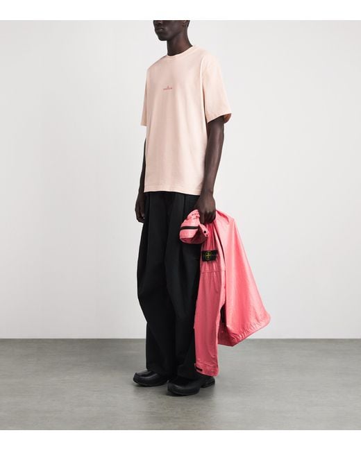 Stone Island Pink Organic Cotton Logo T-Shirt for men