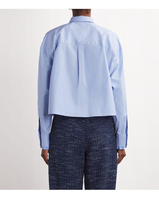 Maje Blue Tie-Detail Cropped Shirt