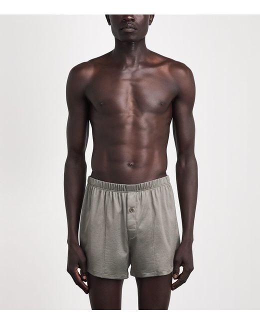 Hanro Gray Cotton Boxer Shorts for men