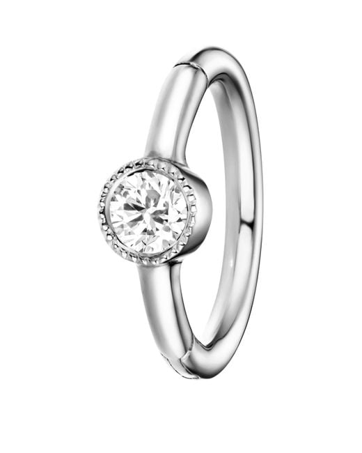 Maria Tash White Gold And White Diamond Single Hoop Earring (6.5mm)