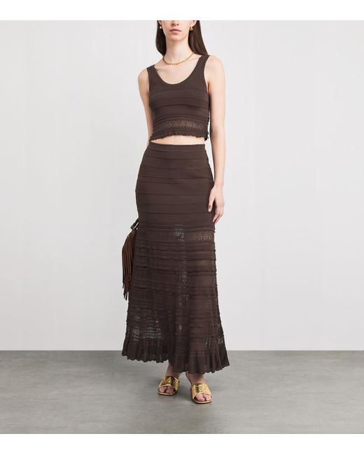 Sandro Brown Panelled Maxi Skirt