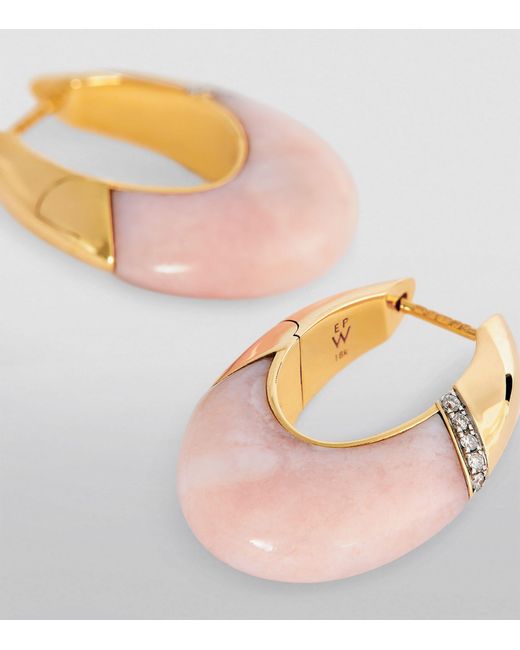 Emily P. Wheeler Metallic Yellow Gold, Diamond And Opal Bernadette Oval Earrings