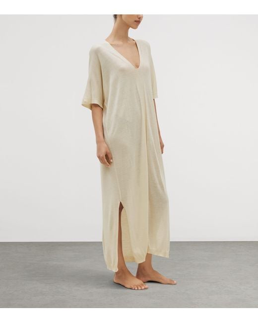 Shelep Natural Merino-Silk V-Neck Kaftan