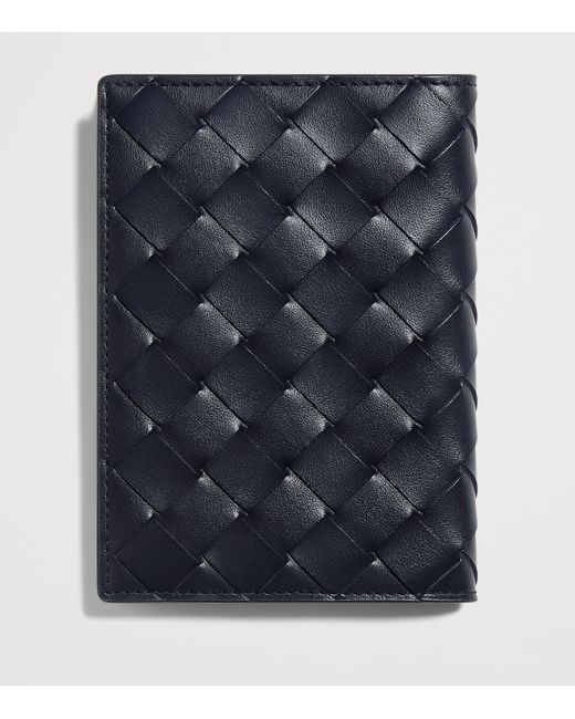 Bottega Veneta Blue Leather Intrecciato Passport Holder for men