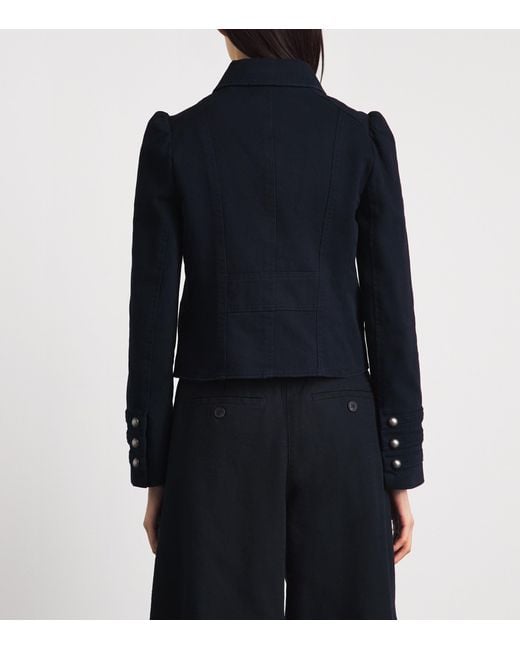 ME+EM Blue Organic Twill Cropped Jacket