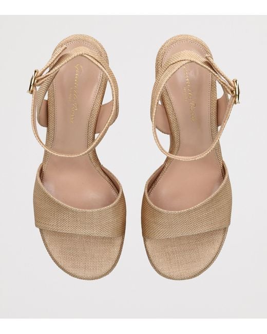 Gianvito Rossi Natural Raffia Virginie Wedge Sandals 60