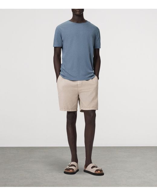 AllSaints Blue Organic Cotton Figure T-Shirt for men