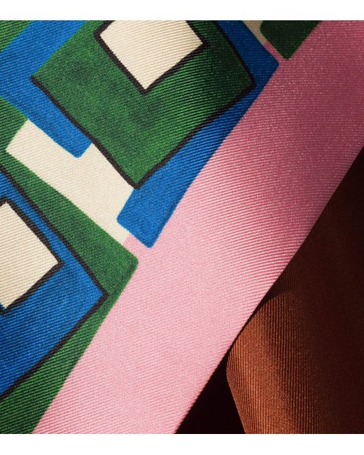 Miu Miu Blue Silk Printed Scarf