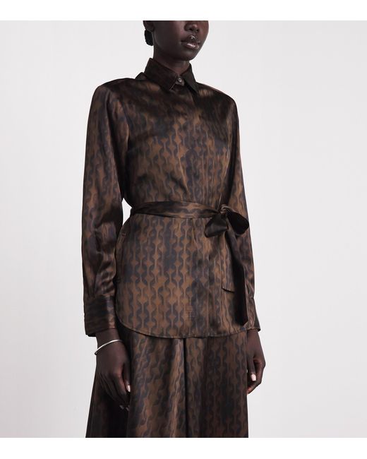 Kiton Black Silk Geometric Shirt