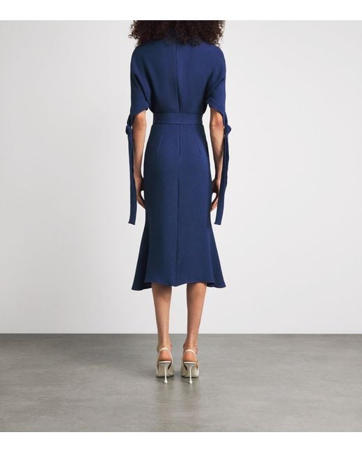Edeline Lee Blue Belted Pedernal Midi Dress