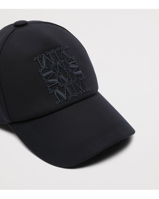 Max Mara Black Water-Repellent Monogram Baseball Cap