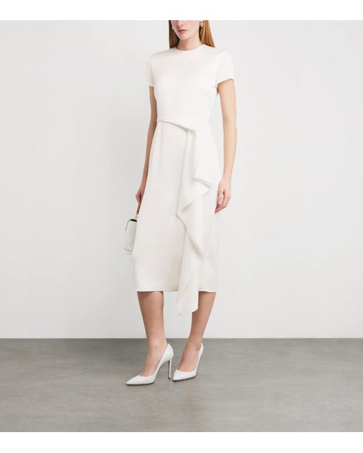 Edeline Lee White Draped Irene Midi Dress