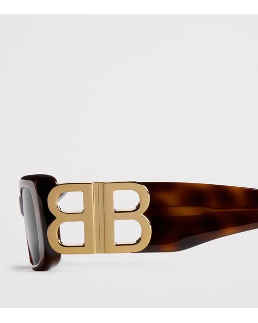 Balenciaga Brown Dynasty Rectangle Sunglasses