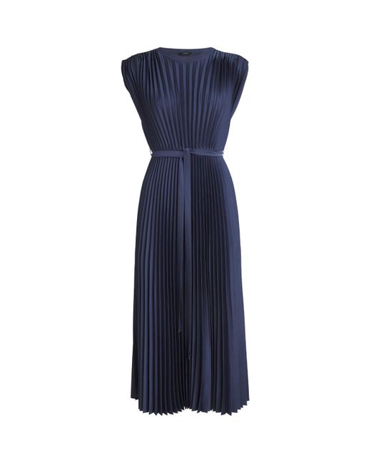 Joseph Blue Plissé Volta Midi Dress