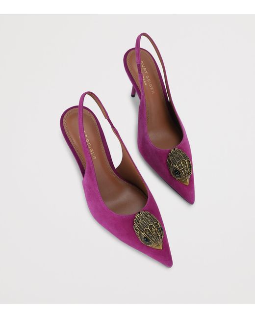 Kurt Geiger Purple Suede Eagle Slingback Pumps
