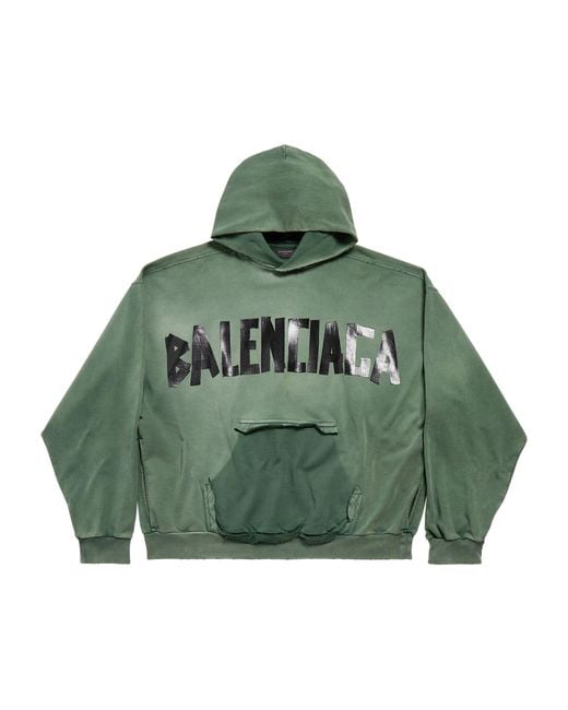 Balenciaga Green Distressed Logo Hoodie for men