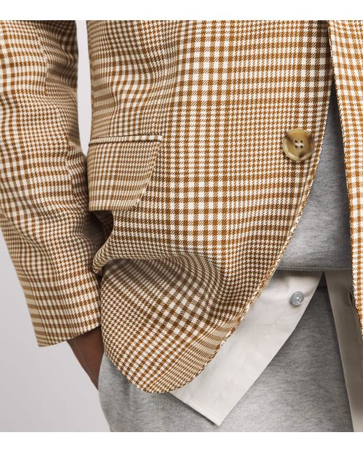 AMI Brown Wool Check Blazer for men