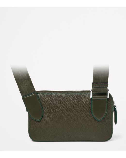 Aspinal Green Leather Reporter Compact Belt Bag for men