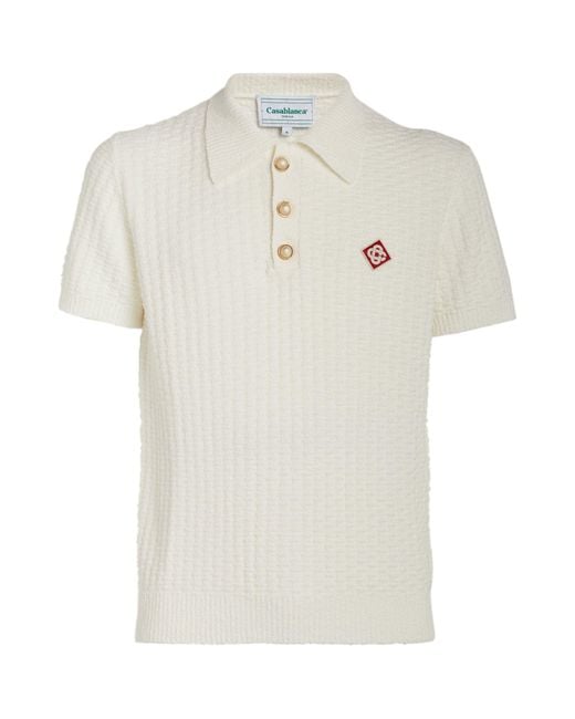 CASABLANCA White Bouclé Monogram Polo Shirt for men