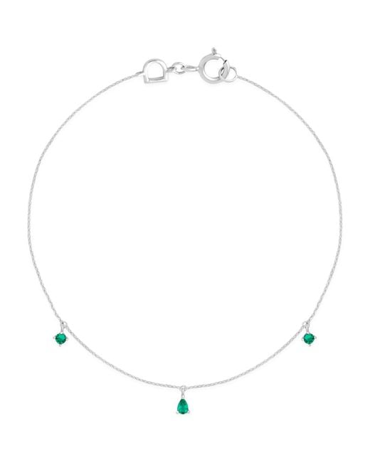 Astrid & Miyu White And Emerald Pear Charm Bracelet