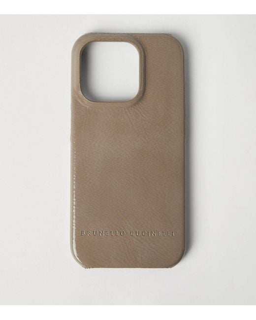 Brunello Cucinelli Brown Leather Iphone 14 Pro Max Case