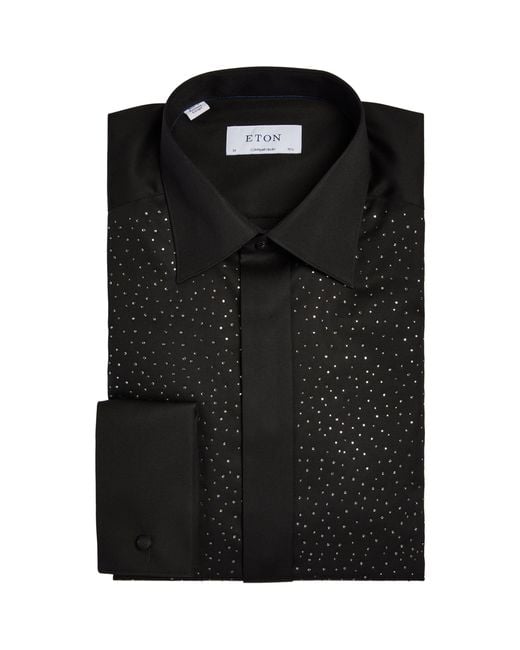 Eton of Sweden Black Crystal-embellished Tuxedo Shirt for men