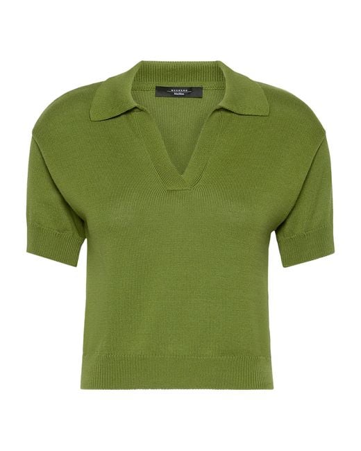 Weekend by Maxmara Green Knitted Polo Shirt
