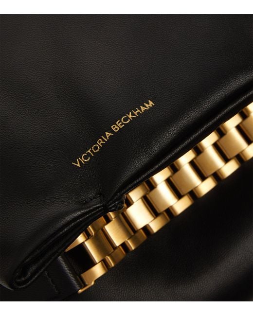 Victoria Beckham Black Leather Puffy Pouch Bag