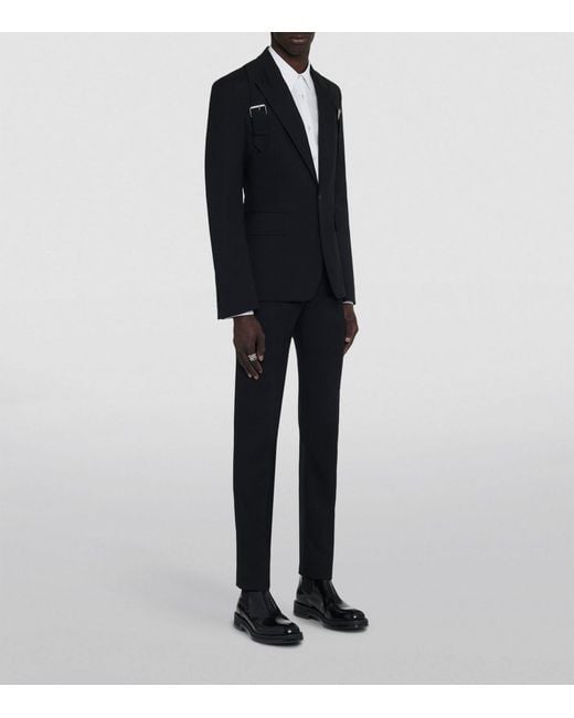 Alexander McQueen Black Wool Harness-detail Blazer for men