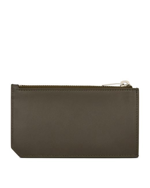 Saint Laurent Black Leather Zip-Up Card Holder for men