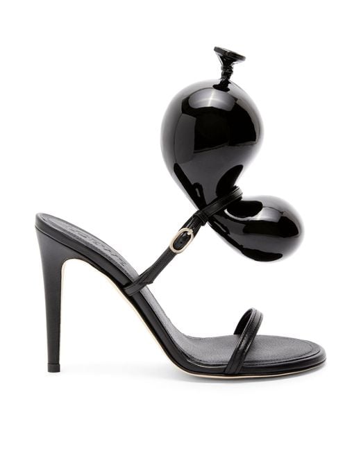 Loewe Black Leather Balloon Heeled Sandals 100