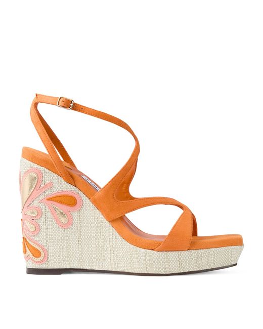 Jimmy Choo Brown Ayla 110 Suede Wedge Sandals