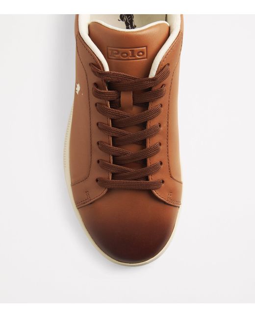 Ralph Lauren Brown Leather Heritage Court Ii Sneakers for men