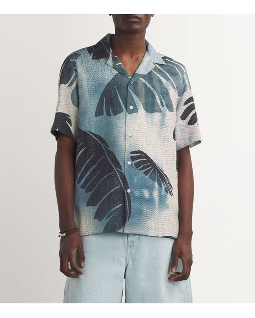 Dries Van Noten Blue Silk Printed Cassi Shirt for men