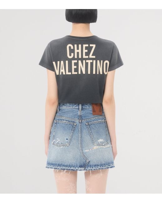 Valentino Black Cotton Printed T-Shirt