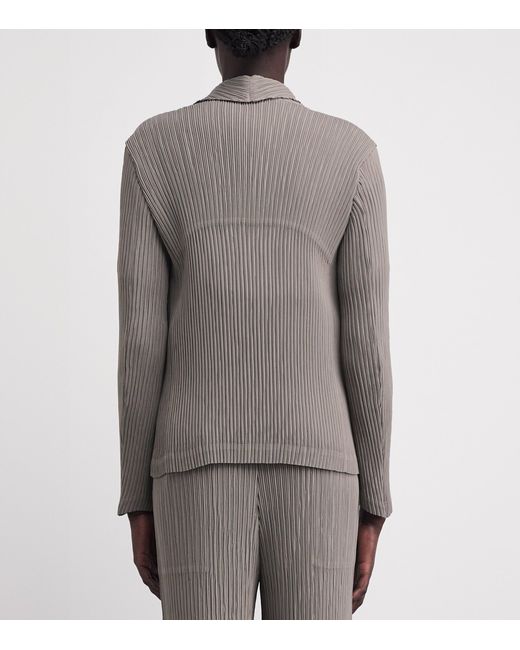 Issey Miyake Gray Hatching Pleats Blazer