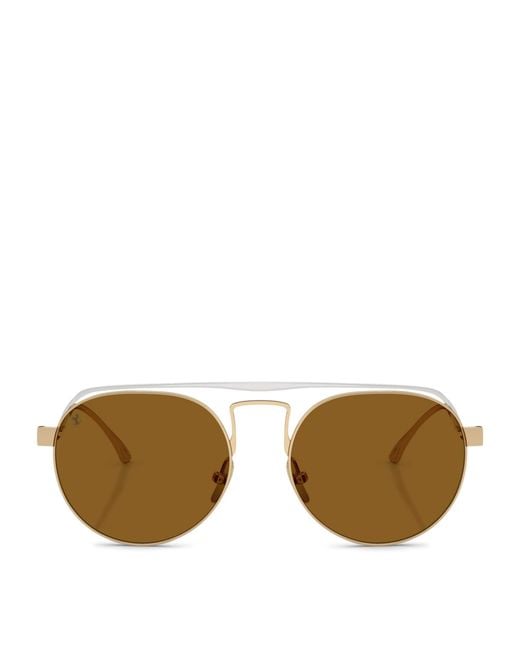 Ferrari Brown Titanium Oval Sunglasses