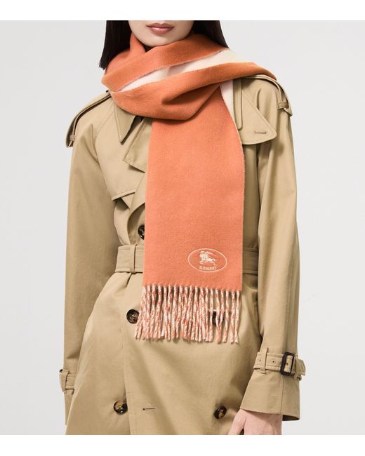 Burberry Orange Cashmere Reversible Knight Scarf