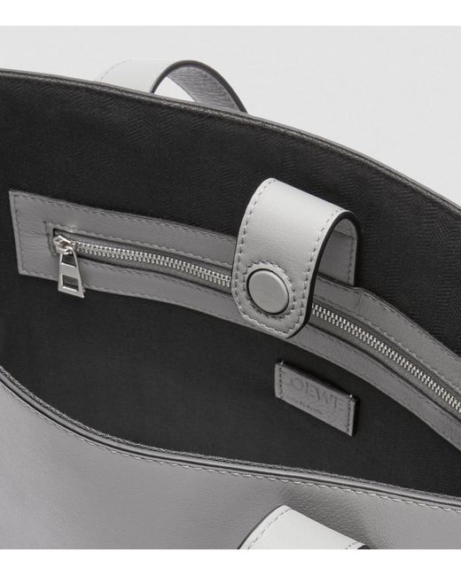 Loewe Gray Luxury Buckle Horizontal Tote In Classic Calfskin for men