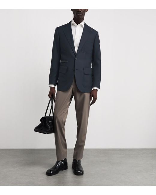 Brioni Blue Stretch-Cashmere Blazer for men