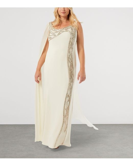 Marina Rinaldi White Silk Embroidered Maxi Dress