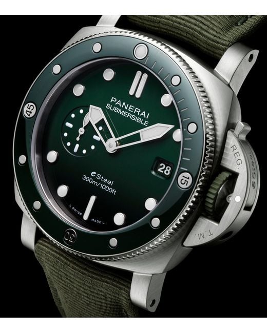 Panerai Green Stainless Steel Submersible Watch 44mm for men