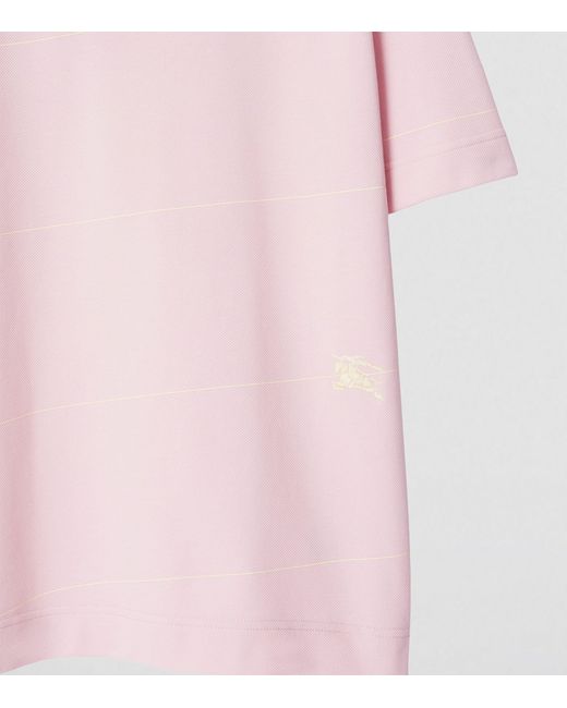 Burberry Pink Cotton Striped Polo Shirt for men