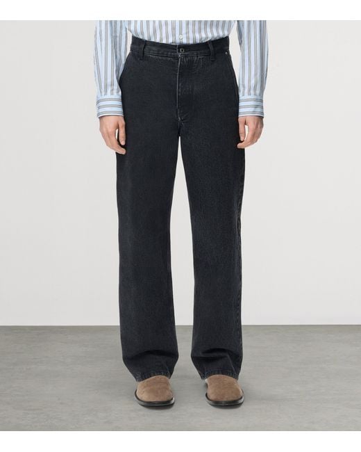 Loewe Blue Leather-Trim Straight Jeans for men