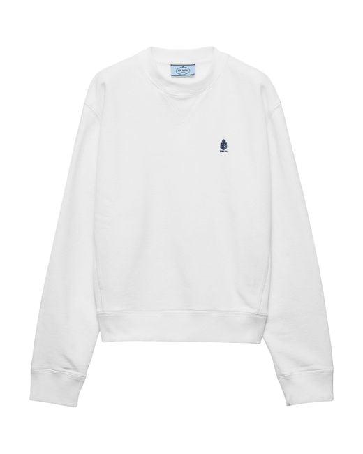Prada White Cotton Logo Sweatshirt