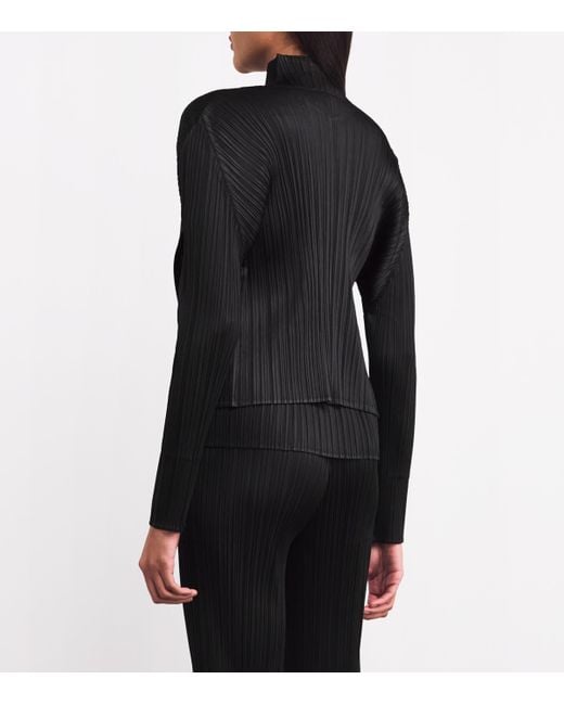 Pleats Please Issey Miyake Black Pleated Basics Cardigan