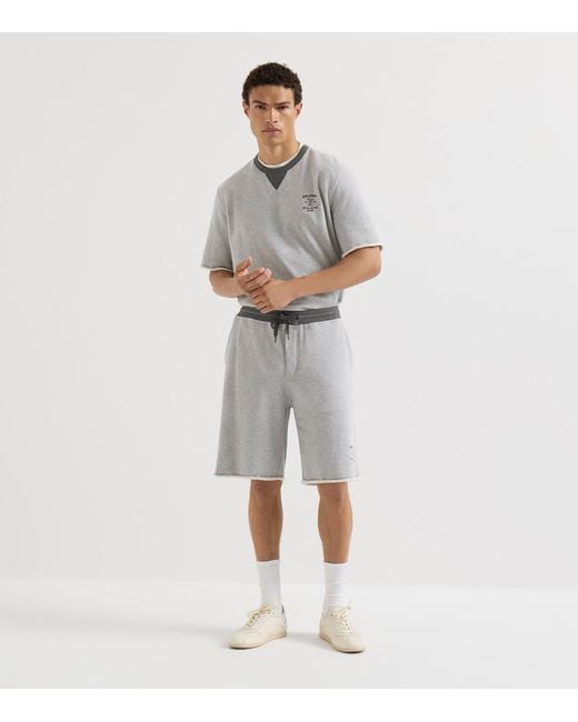 Brunello Cucinelli Gray Cotton Track Bermuda Shorts for men