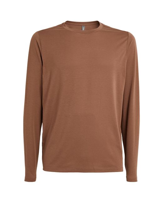 vuori Brown Current Tech Long-sleeve T-shirt for men