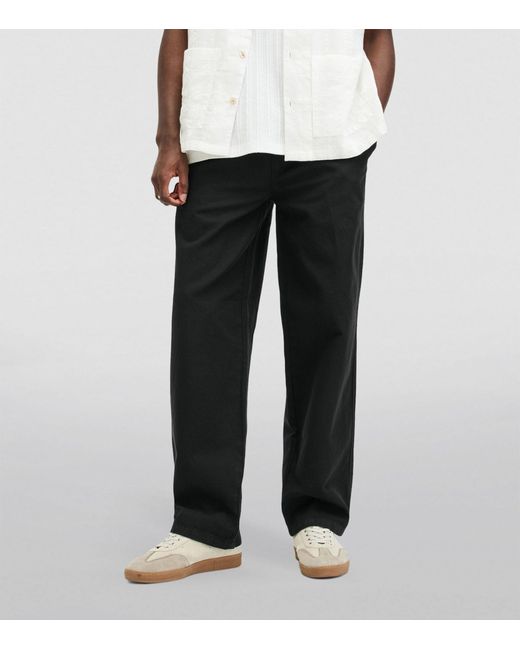 AllSaints Black Cotton-linen Hanbury Trousers for men